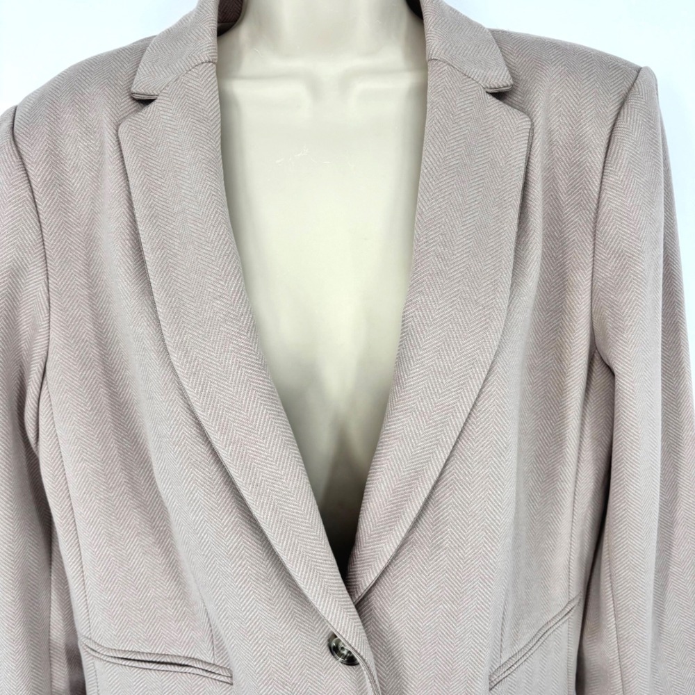 Ann Taylor Petite Mauve Pink Herringbone Single Button Blazer Jacket Sz 14P NEW - Picture 1 of 8